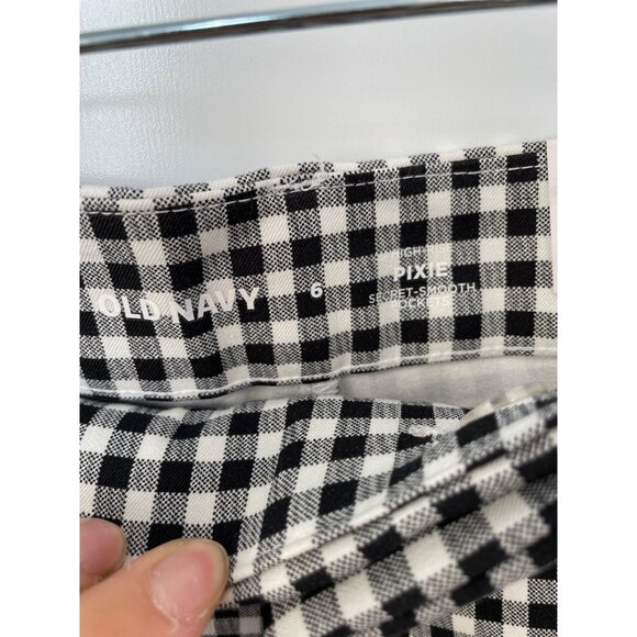 Old Navy Pixie High Rise Gingham Shorts Womens 6 Secret Smooth Pockets Black NEW - Picture 7 of 12